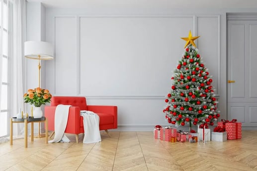 Sala de una casa en Navidad