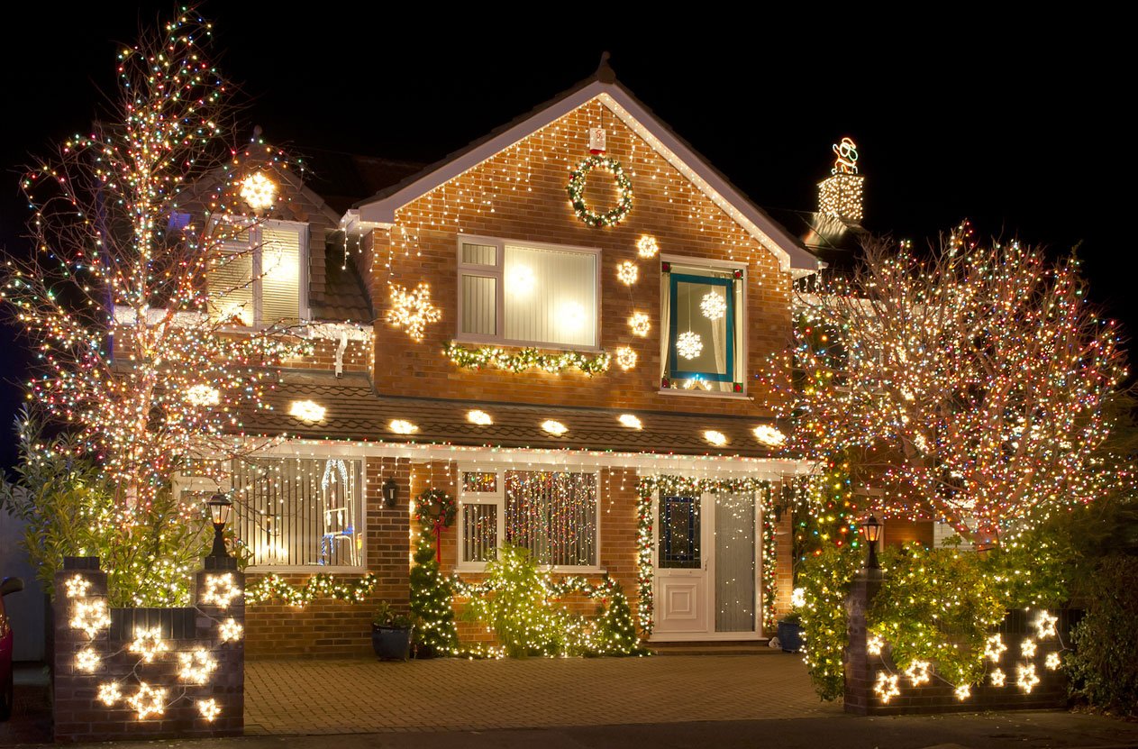 Exterior de casa en Navidad