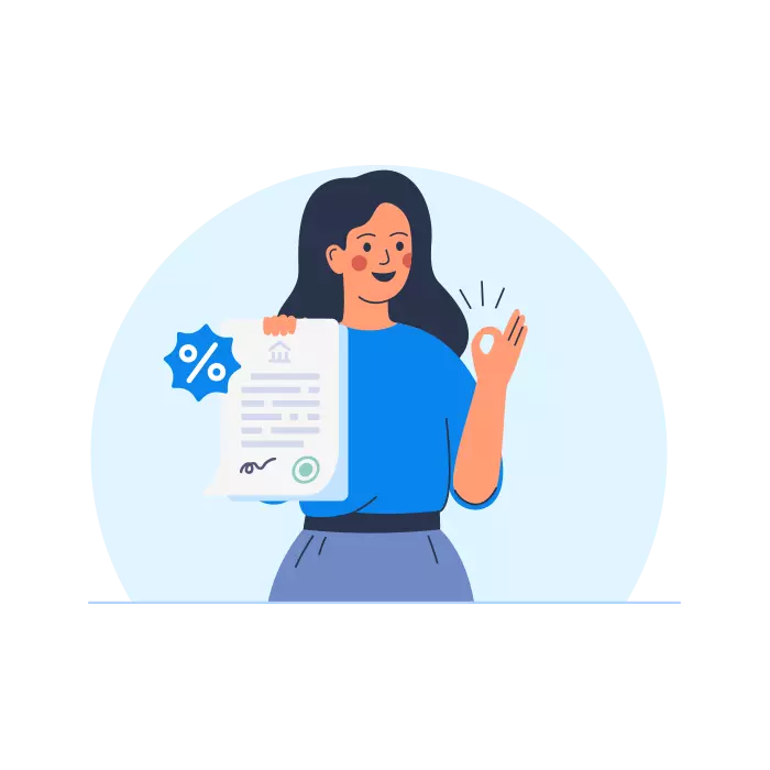 Ilustración de persona recibiendo su crédito hipotecario